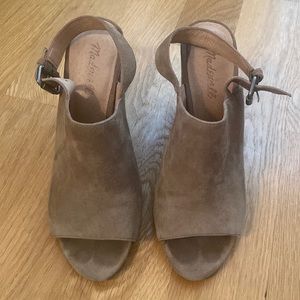 Madewell suede peeptoe heels